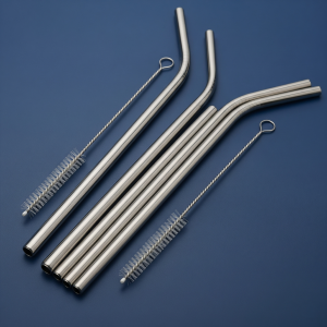 Paille Embavert courbée métallique & brosse